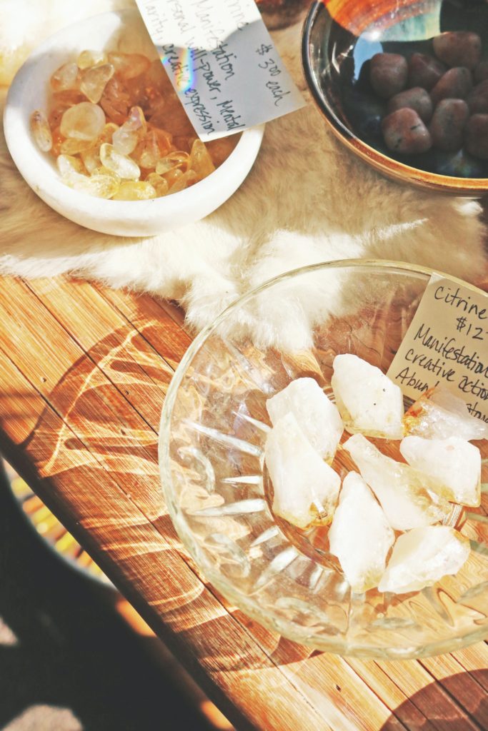 Bowl of citrine crystals