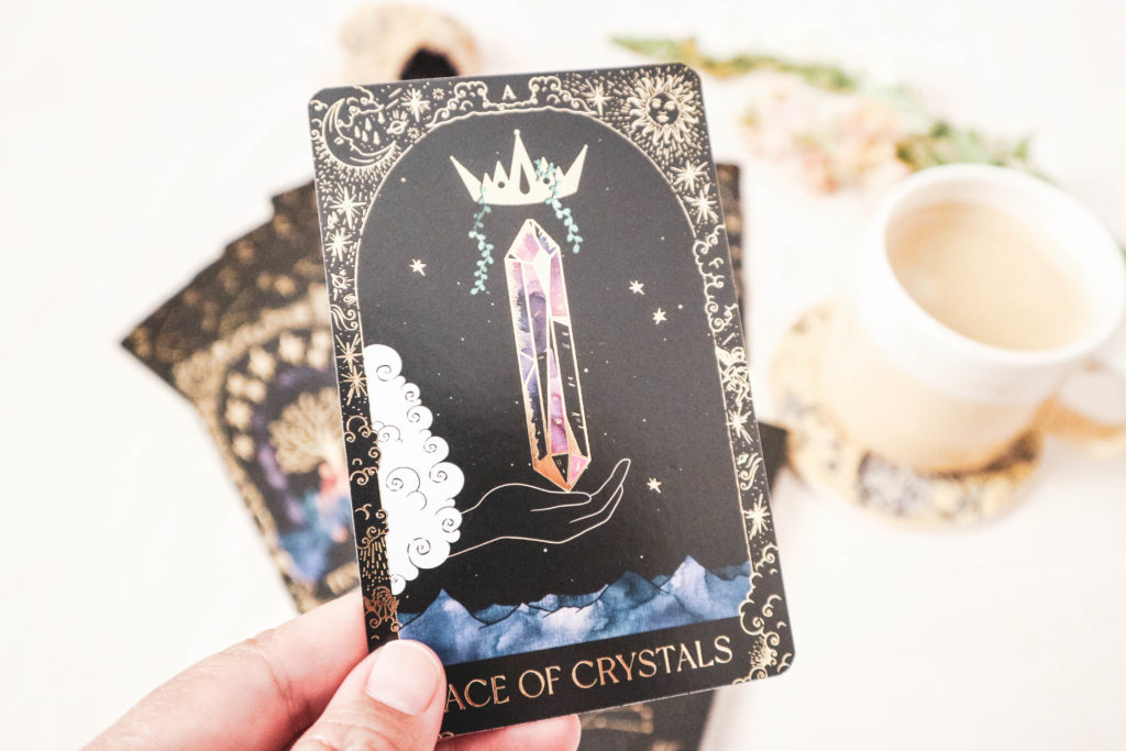 The Ace of Crystals tarot card by DreamyMoons Tarot.