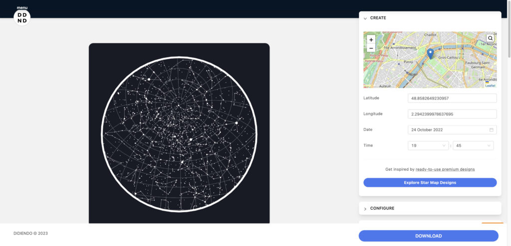 Free star map generator by Didiendo